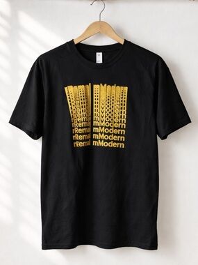 Modern Black T-Shirt with Yellow Graphic